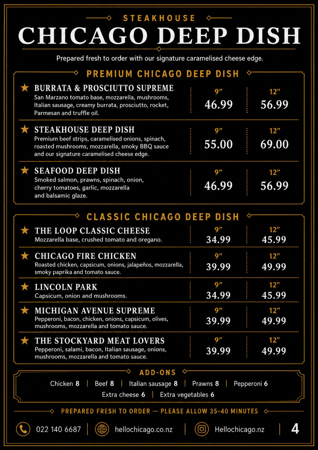 Preview of the Hello Chicago menu