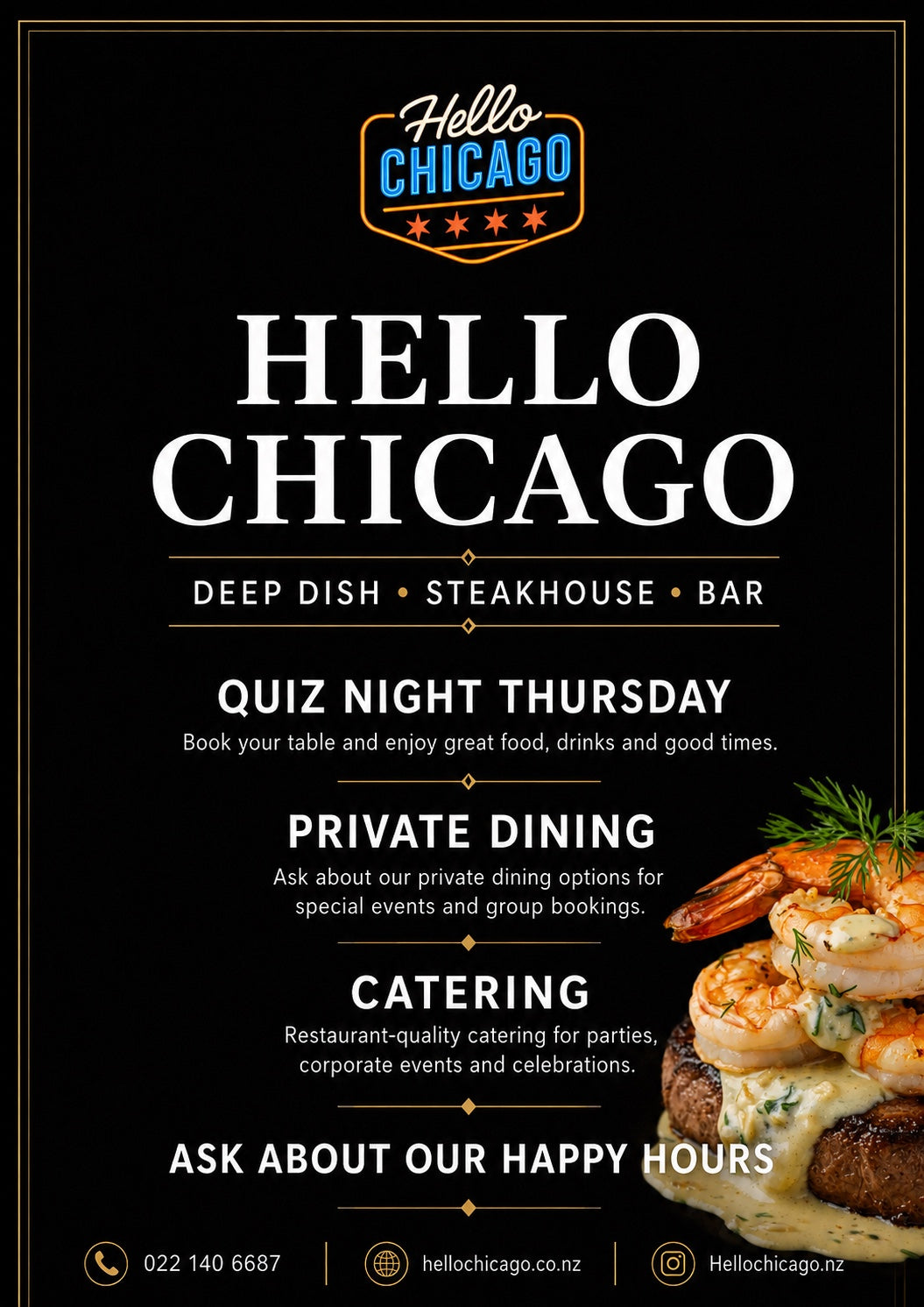Hello Chicago Thursday quiz night poster